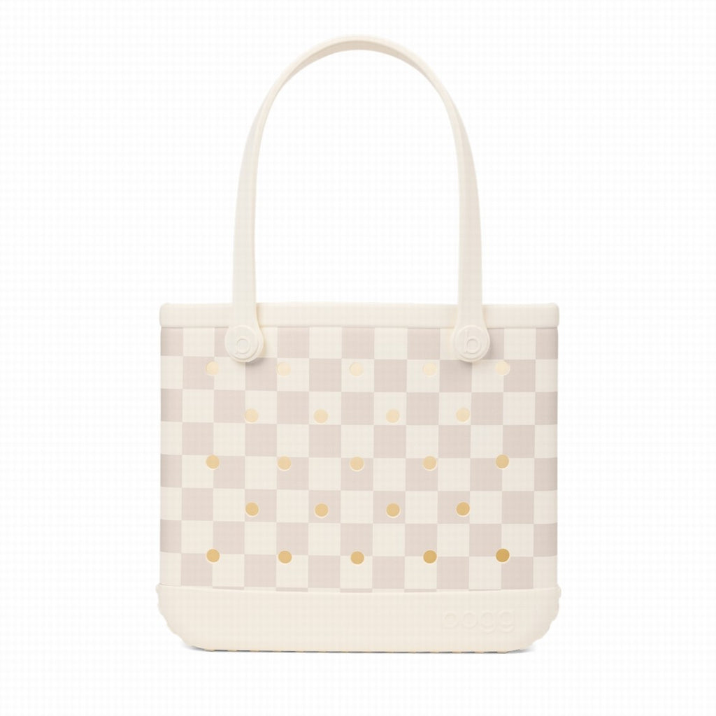 Baby Bogg Bag Checkered Coconut/Mushroom Travel Ready Pool Tote Modern Tip Resistant Extra Wide Opening for Family Trips
