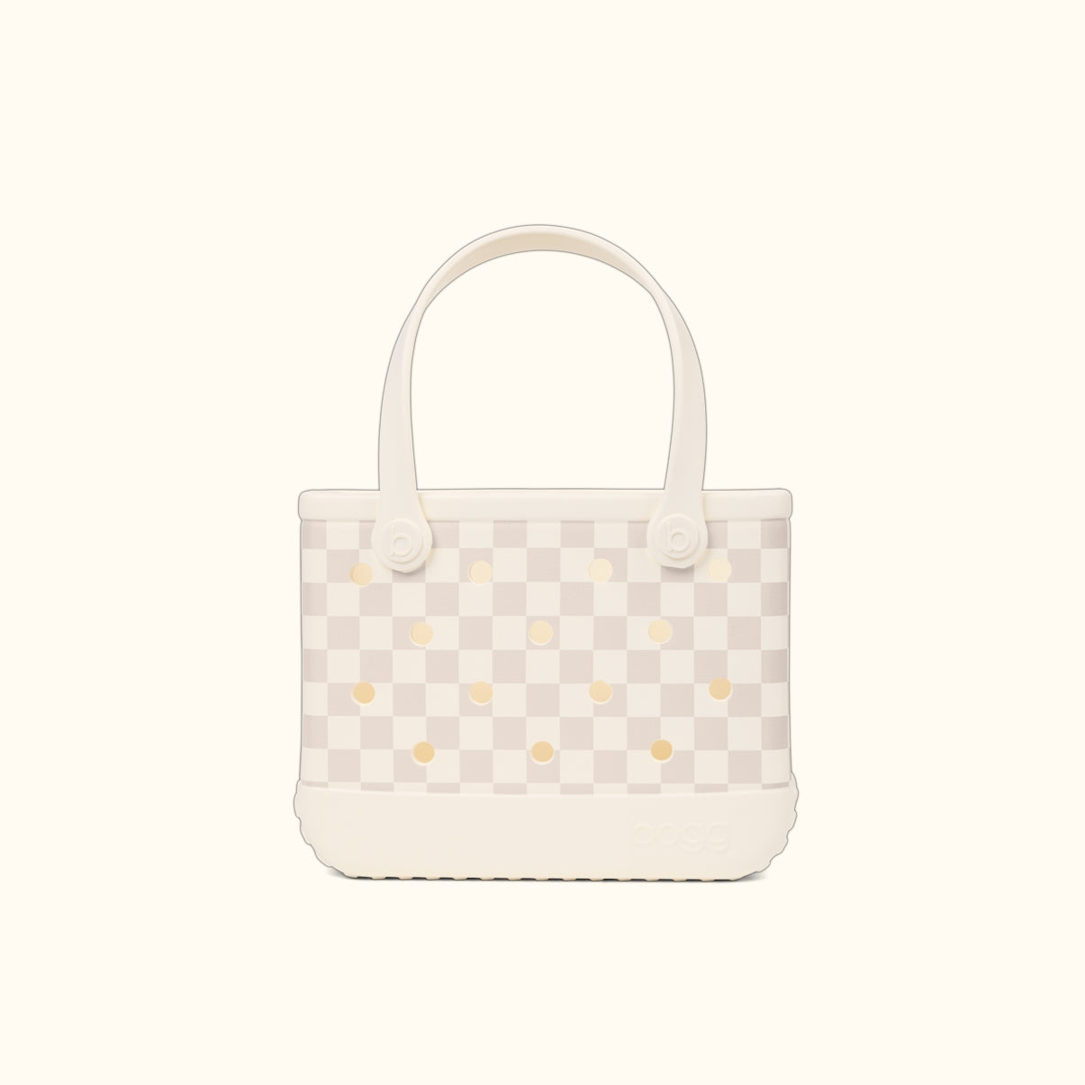 Bitty Bogg Bag Checkered Coconut/Mushroom Travel Friendly Beach Organizer Tip Resistant Lightweight with Extra Storage Compartments for Lake Adventures Travel Organizer Vacation Essentials for Women
