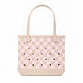 Baby Bogg Bag Checkered Linen/ Pink Marshmallow Heavy Duty Rubber Beach Bag Washable Washable with Easy Clean Surface for Water Sports Travel Organizer Vacation Essentials for Women