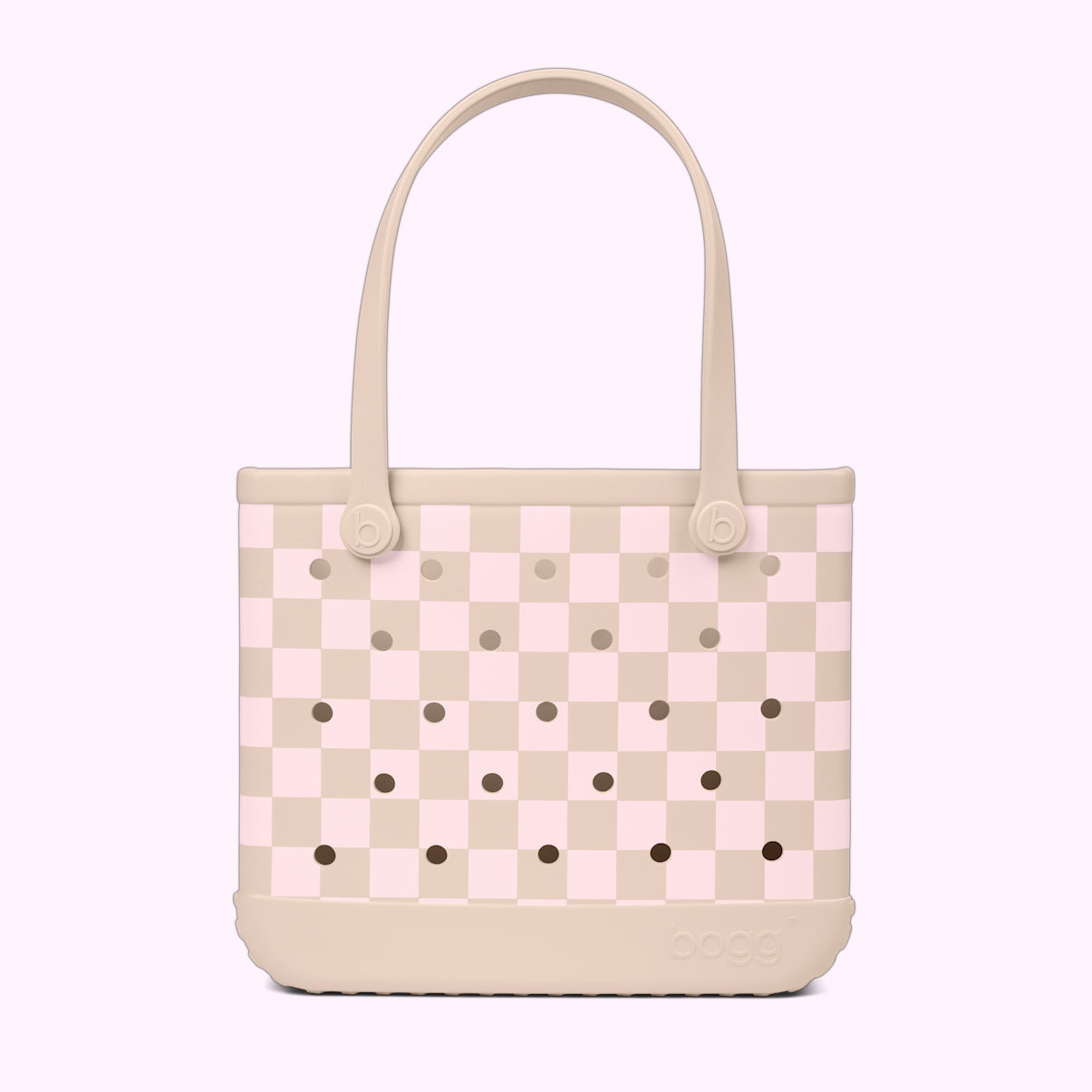 Baby Bogg Bag Checkered Linen/ Pink Marshmallow Holiday Resort Carryall Heavy Duty Travel Friendly Non Slip Bottom Design for Cruise Travel