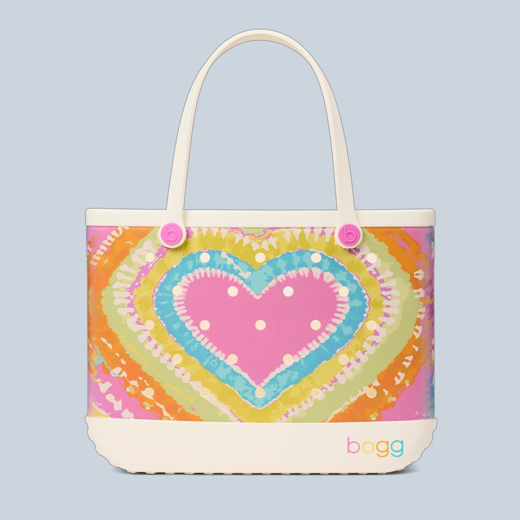 Original Bogg Bag Dye licious Heart Pink Taffy Water Sports Travel Tote Travel Friendly Easy Clean with Extra Storage Compartments for Picnic Days Travel Organizer Vacation Essentials for Women