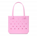 Baby Bogg Bag Cut Out Heart Pink Taffy Large Capacity Beach Carryall Sandproof Washable with Waterproof Phone Pouch for Picnic Days Travel Organizer Vacation Essentials for Women