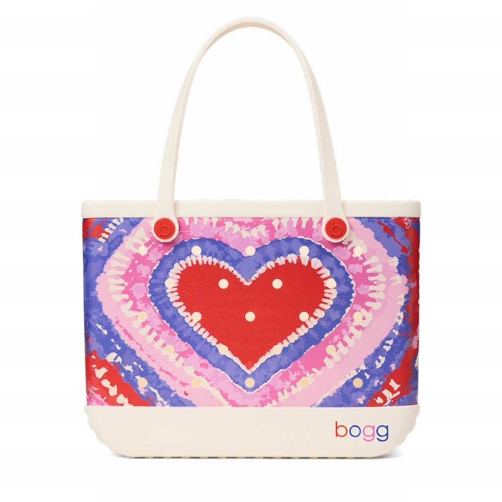 Original Bogg Bag Dye licious Heart Buoy Red Cruise Essentials Travel Tote Sandproof Durable with Spacious Interior for Cruise Travel Travel Organizer Vacation Essentials for Women