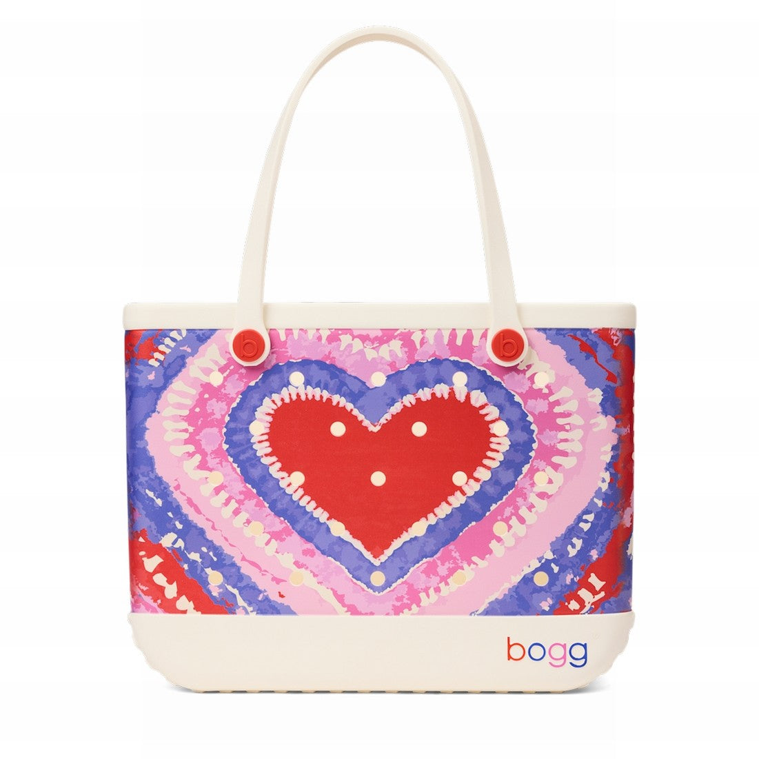 Original Bogg Bag Dye licious Heart Buoy Red Cruise Essentials Travel Tote Sandproof Durable with Spacious Interior for Cruise Travel Travel Organizer Vacation Essentials for Women