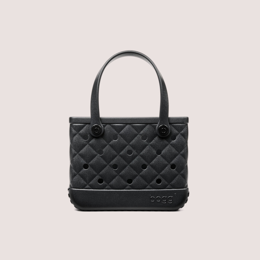 Bitty Bogg Bag Quilted LBD Black Family Size Beach Organizer Lightweight Oversized with Extra Storage Compartments for Yacht Excursions Travel Organizer Vacation Essentials for Women