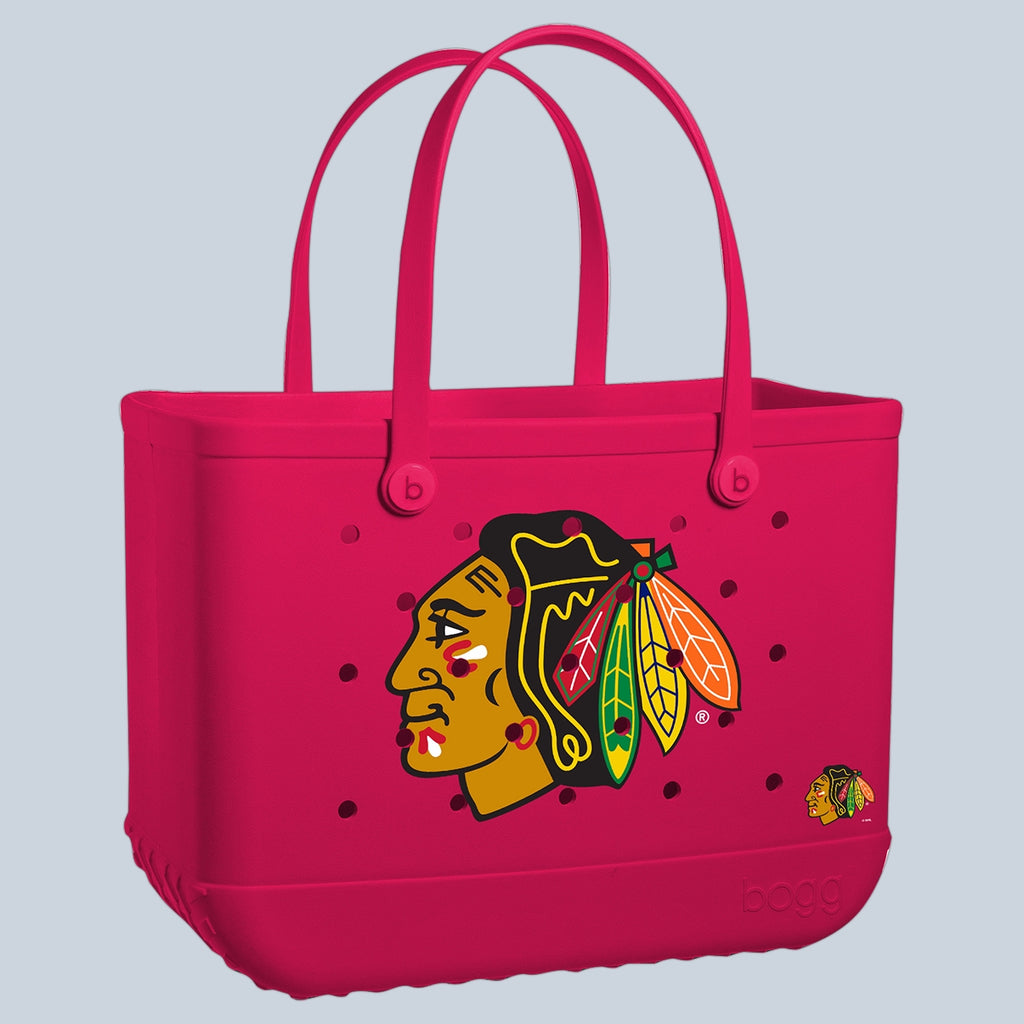 Original Bogg Bag Chicago Blackhawks Luxury Resort Pool Tote Washable Durable with Extra Storage Compartments for Water Sports Travel Organizer Vacation Essentials for Women