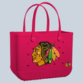 Original Bogg Bag Chicago Blackhawks Luxury Resort Pool Tote Washable Durable with Extra Storage Compartments for Water Sports Travel Organizer Vacation Essentials for Women
