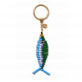 Bogg'd & Charmed Beaded Fish Blue/Green Waterproof EVA Beach Tote Bag Travel Friendly Lightweight with Travel Accessory Pouch for Camping Trips Travel Organizer Vacation Essentials for Women
