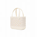 Bitty Bogg Bag Checkered Coconut/Mushroom Travel Friendly Beach Organizer Tip Resistant Lightweight with Extra Storage Compartments for Lake Adventures Travel Organizer Vacation Essentials for Women