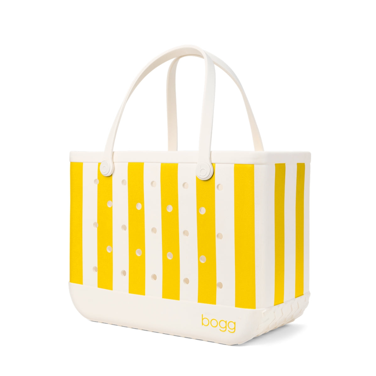 Original Bogg Bag Limoncello Yellow Stripe Cruise Essentials Travel Tote Tip Resistant Durable with Waterproof Phone Pouch for Water Sports Travel Organizer Vacation Essentials for Women
