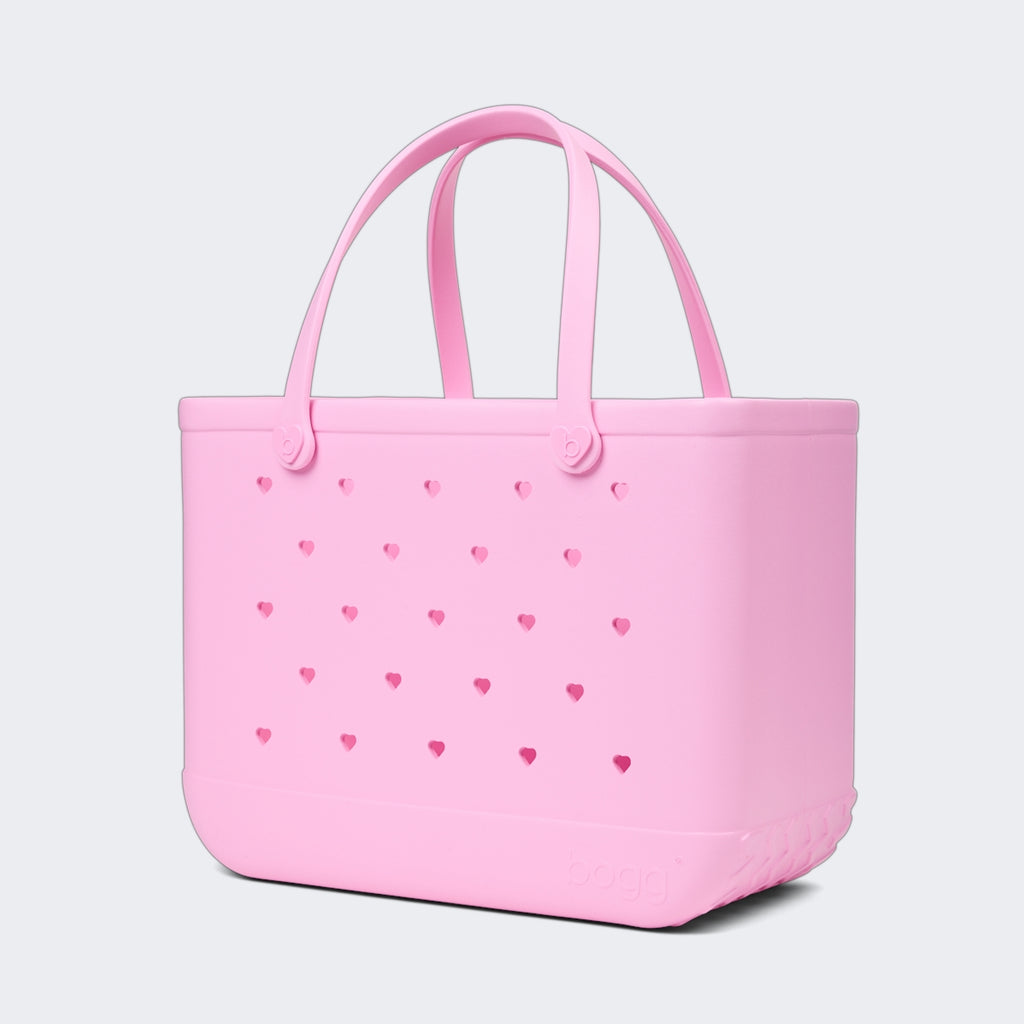 Original Bogg Bag Cut Out Heart Pink Taffy Summer Holiday Storage Tote Premium Sandproof Open Top Access Access for Pool Activities