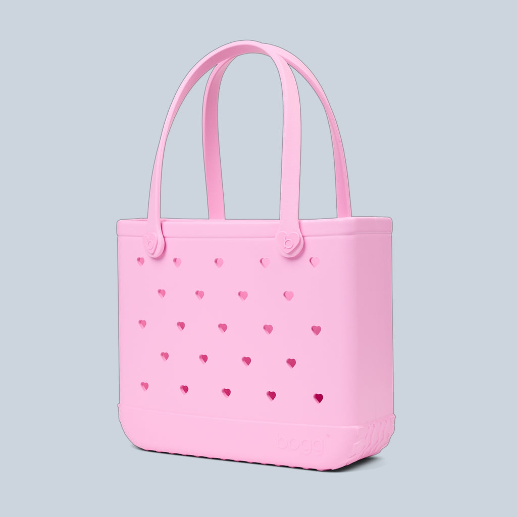 Baby Bogg Bag Cut Out Heart Pink Taffy Large Capacity Beach Carryall Sandproof Washable with Waterproof Phone Pouch for Picnic Days Travel Organizer Vacation Essentials for Women