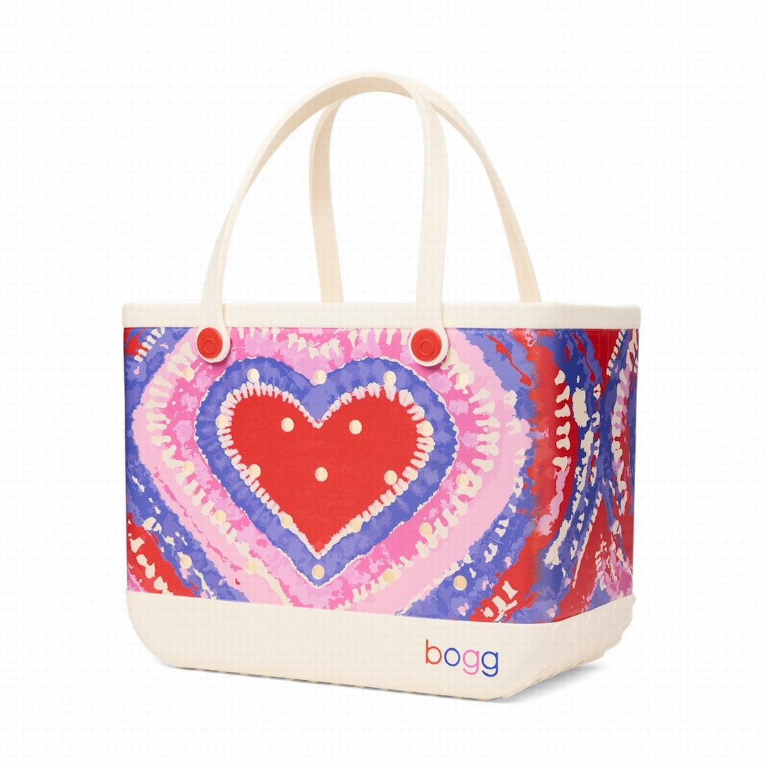 Original Bogg Bag Dye licious Heart Buoy Red Cruise Essentials Travel Tote Sandproof Durable with Spacious Interior for Cruise Travel Travel Organizer Vacation Essentials for Women