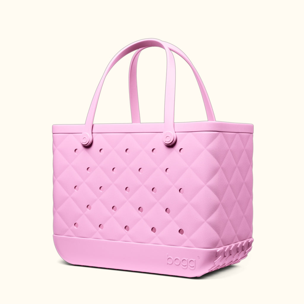 Original Bogg Bag Quilted Pink Taffy Beach Vacation Carryall Functional Oversized Open Top Access Access for Pool Activities