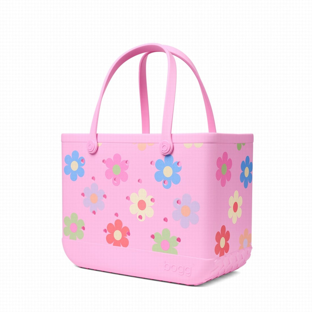 Original Bogg Bag Happy Flowers Luxury Resort Pool Tote Tip Resistant Washable with Makeup Bag for Lake Adventures Travel Organizer Vacation Essentials for Women