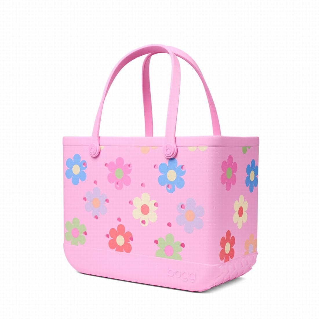 Original Bogg Bag Happy Flowers Luxury Resort Pool Tote Tip Resistant Washable with Makeup Bag for Lake Adventures Travel Organizer Vacation Essentials for Women