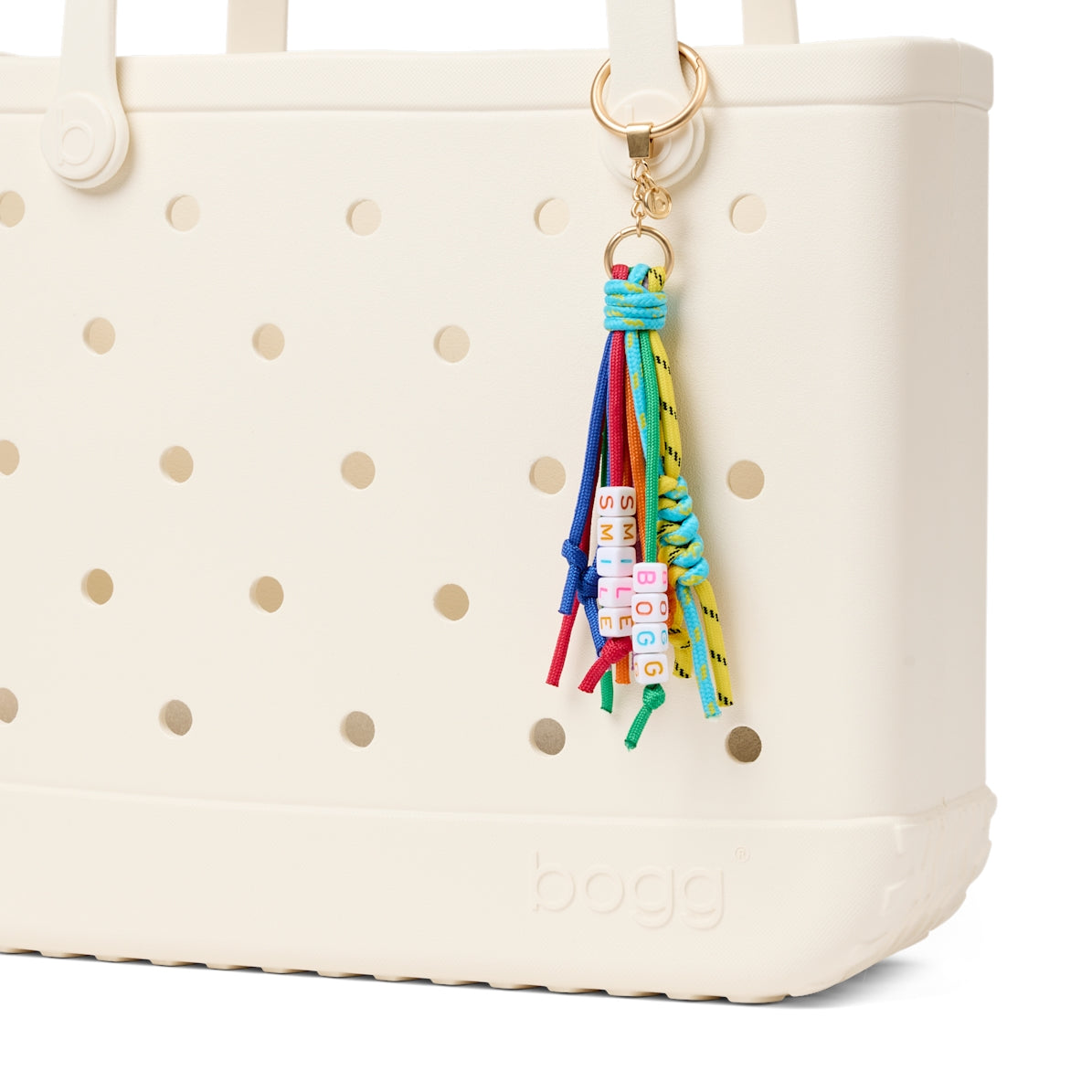 Bogg'd & Charmed Smile Tassel Tropical Resort Beach Bag Functional Washable Deep Storage Interior for Outdoor Sports