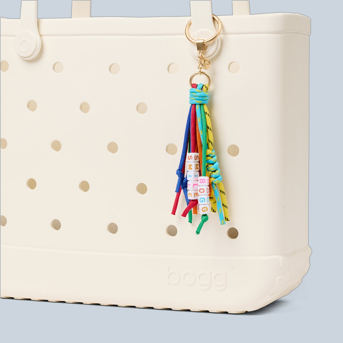 Bogg'd & Charmed Smile Tassel Island Getaway Carryall Heavy Duty Easy Clean Deep Storage Interior for Weekend Travel