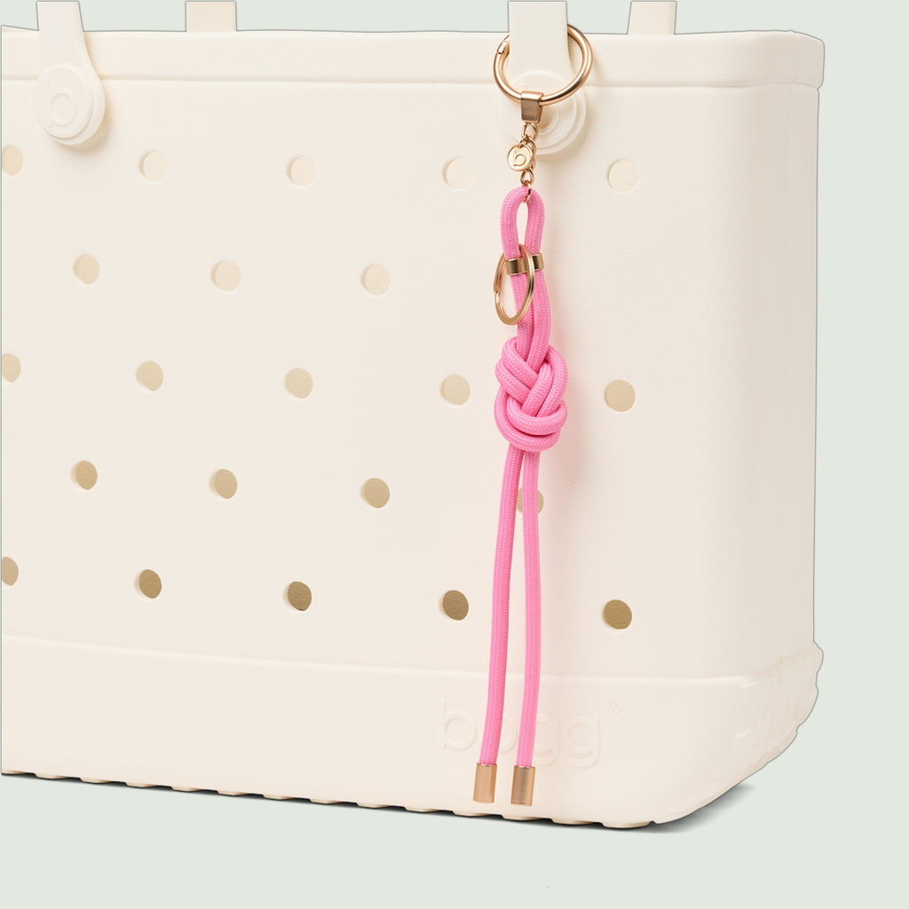 Bogg'd & Charmed Pink Taffy Nautical Rope Summer Holiday Storage Tote Luxury Large Capacity Accessory Organizer Pouch for Cruise Travel