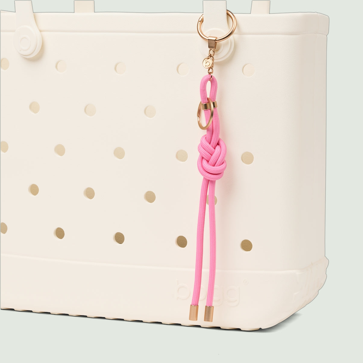 Bogg'd & Charmed Pink Taffy Nautical Rope Summer Holiday Storage Tote Luxury Large Capacity Accessory Organizer Pouch for Cruise Travel