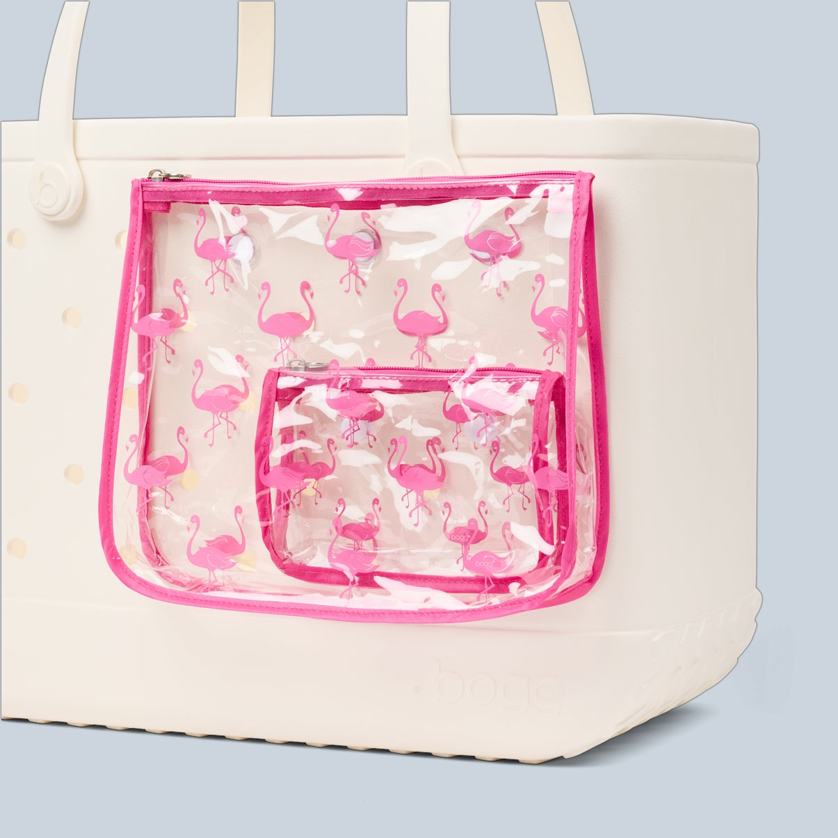 Bogg Bag Decorative Insert Flamingo Beach Club Waterproof Tote Flexible Oversized Bonus Cosmetic Bag Included for Cruise Travel