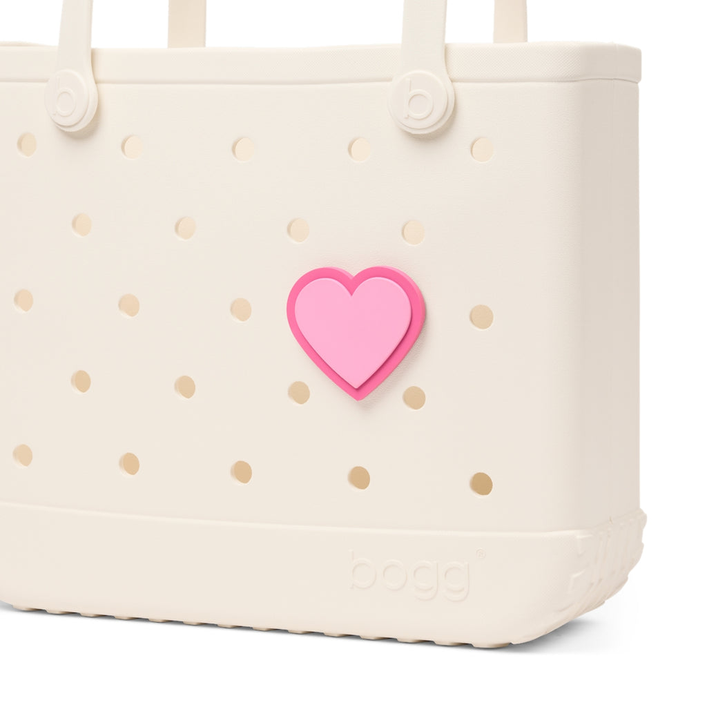 Bogg Bit Pink Heart Waterproof EVA Beach Tote Bag Travel Friendly Lightweight with Travel Accessory Pouch for Camping Trips Travel Organizer Vacation Essentials for Women