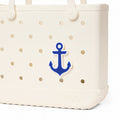 Bogg Bit Mykonos Blue Anchor Cruise Ship Essentials Tote Ultra Durable Easy Clean Waterproof Phone Pouch Included for Resort Vacations