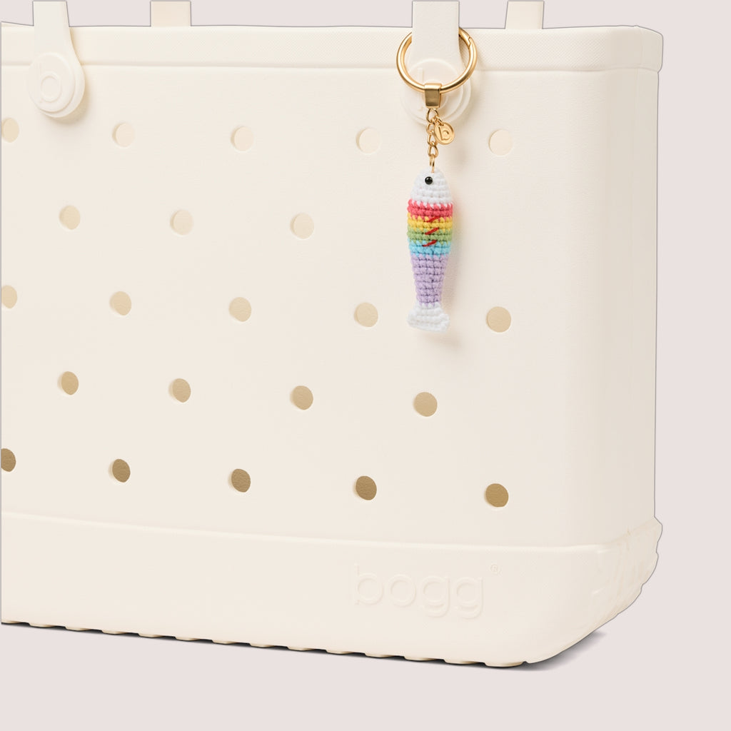 Bogg'd & Charmed Crochet Fish Color Burst Travel Ready Pool Tote Portable Easy Clean Deep Storage Interior for Weekend Travel